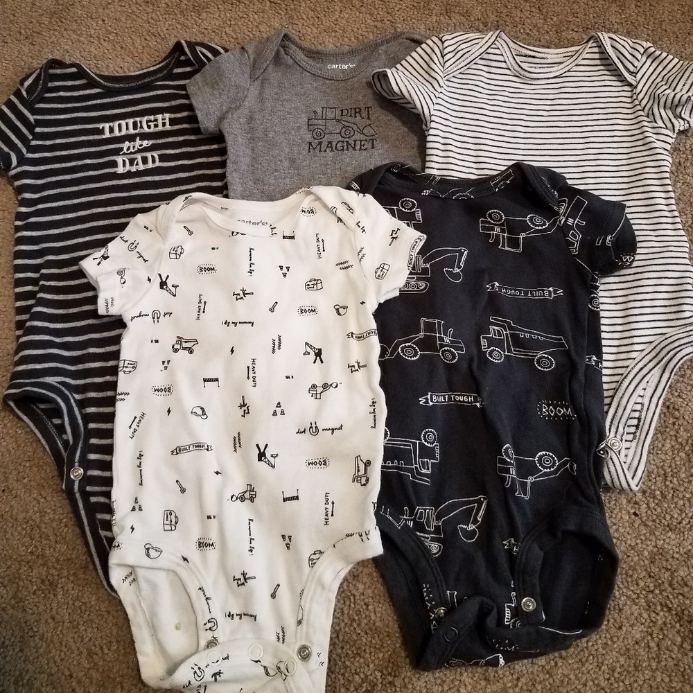 5 pack Carters Construction crew boysuits
